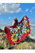 Hand Painted Floral Sarong in Maroon color